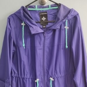 Weather Tamer Purple Hooded Jacket with Teal Accents Size L 12/14